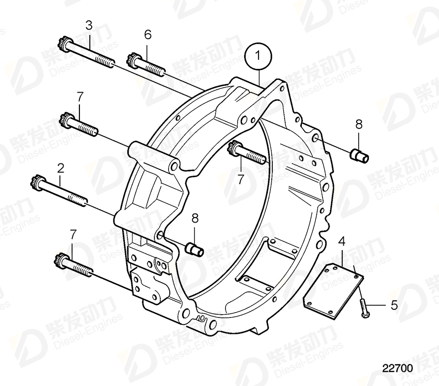 volvo penta Cover plate 20702041 Drawing volvo penta Cover plate 20702041 Drawing